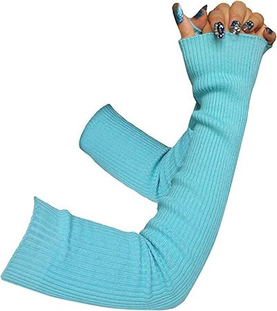 Share Maison Fingerless Arm Warmers for Women Winter Stretchy Gloves Cashmere Wool Gloves 50cm Extra Long Gloves (1-sky blue) at Amazon Women’s Clothing store
