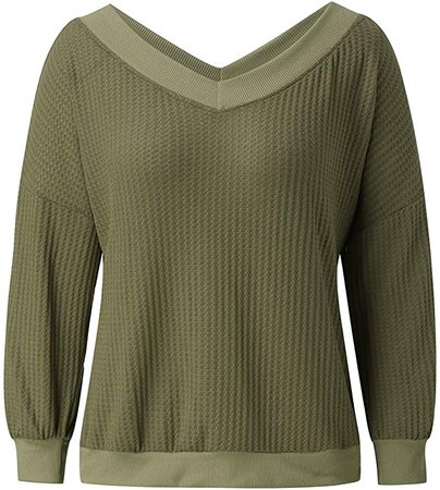 Womens Tops, Women Sweater Casual Long Sleeve Henley Shirt Rib Knit Blouse Button Tunic Tops at Amazon Women’s Clothing store