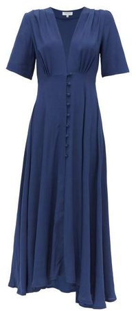 Carolina Short Sleeved Cady Dress - Womens - Blue