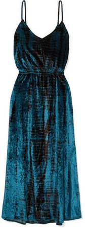 Suzie Tie-dyed Crushed-velvet Midi Dress - Navy