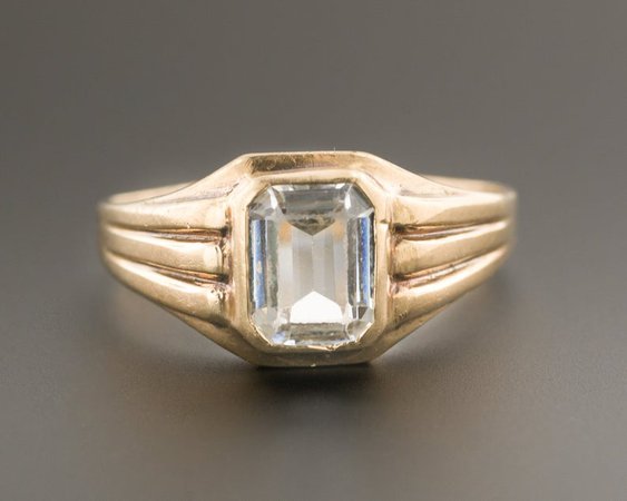 Vintage Aquamarine Ring Art Deco Aqua Ring Unisex Ring | Etsy