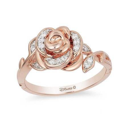 Enchanted Disney Belle 0.085 CT. T.W. Diamond Rose Ring in 10K Rose Gold | View All Rings | Rings | Peoples Jewellers