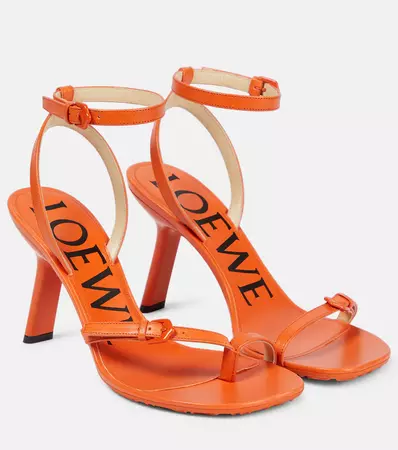 Paulas Ibiza Petal 90 Leather Sandals in Orange - Loewe | Mytheresa