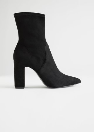 Heeled Suede Sock Boots - Black - Ankleboots - & Other Stories