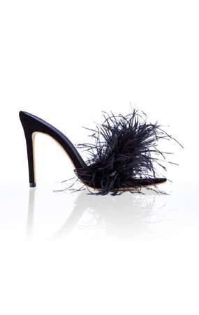 Shoes : 'Plume' Heeled Feather Mule