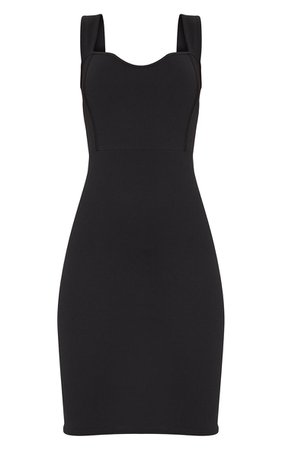 Black Thick Strap Sweetheart Neck Midi Dress | PrettyLittleThing USA