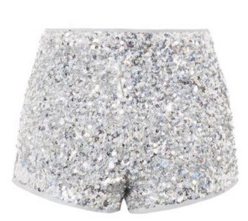 silver glitter shorts