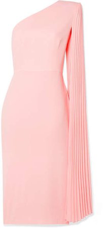 Lorin One-shoulder Crepe Midi Dress - Pastel pink