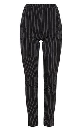 Monochrome Pinstripe Skinny Trousers Trousers | PrettyLittleThing