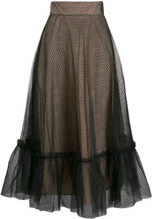 Polka-Dot Flared Midi Skirt