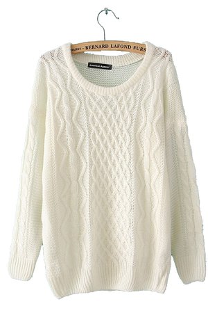 Cable Knit Pullover Beige White Sweaters sweater coats for women