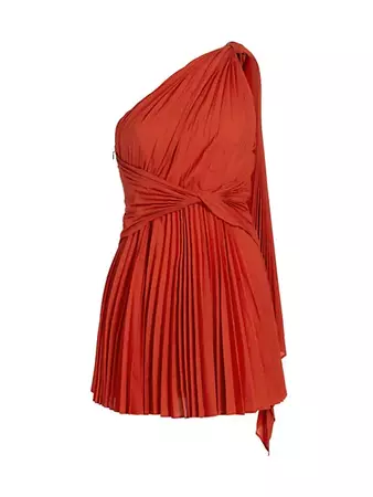 Shop Acler Luton Pleated One-Shoulder Minidress | Saks Fifth Avenue