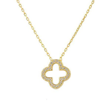Fashiontage - Gold Open Clover Pendant Necklace - 899124002877