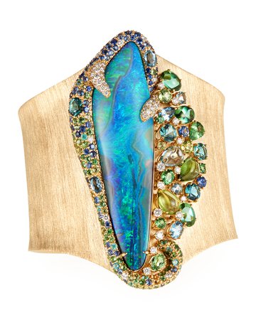 Margot McKinney Jewelry 18k Opal Isle Cuff Bracelet w/ Mixed Stones | Neiman Marcus