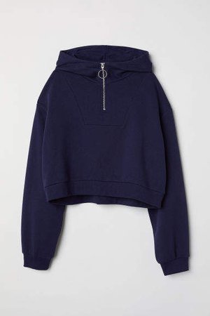 Short Hooded Sweatshirt - Blue
