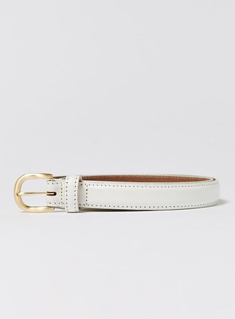 White Skinny Leather Belt With Horseshoe Buckle - TOPMAN USA