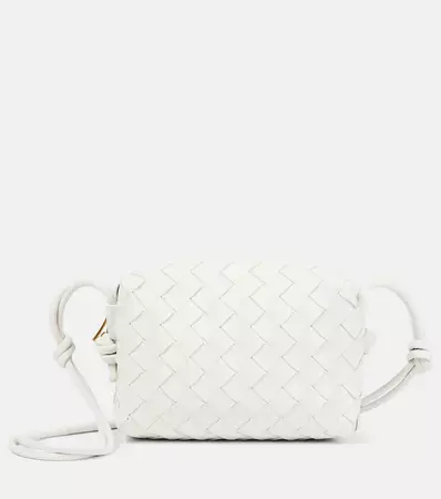 Loop Mini Leather Crossbody Bag in White - Bottega Veneta | Mytheresa