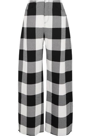 checkerboard black and white pants