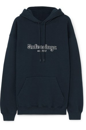 Balenciaga | Embroidered cotton-jersey hoodie | NET-A-PORTER.COM