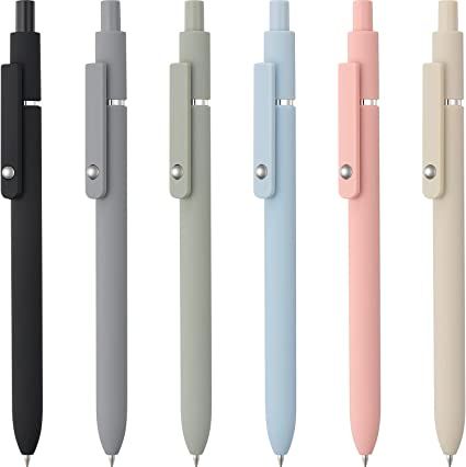 LINFANC 6 Pack Cute Gel Pens, Retractable Quick Dry Gel Ink Pen, Fine Point 0.5mm Black Ink Rolling Ball Gel Pens, Smooth Writing Aesthetic Pens for Home School Office Supplies : Office Products