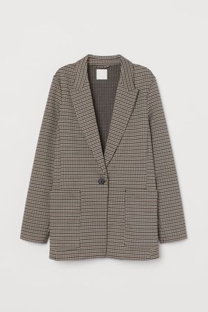 Jersey Jacket - Beige/houndstooth-patterned - Ladies | H&M CA