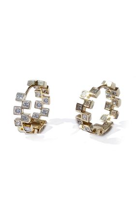 18k Yellow Gold Anerise Diamond Hoop Earrings By Katkim | Moda Operandi
