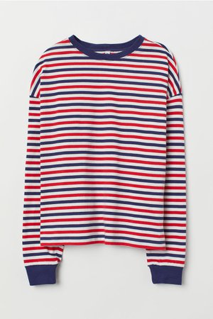 Striped jersey top - Red/Striped - | H&M GB
