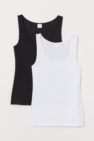 2-pack Cotton Tank Tops - Black/white - Ladies | H&M US
