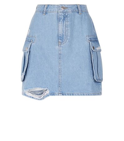 Blue Utility Pocket Denim Skirt | New Look