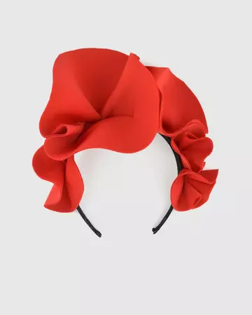 POPPY" Floral Red fascinator by Australian label, FORD MILLINERY