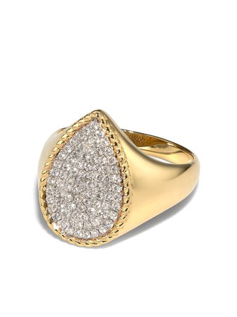 Yvonne Léon 18K Yellow Gold Diamond Signet Ring - Farfetch