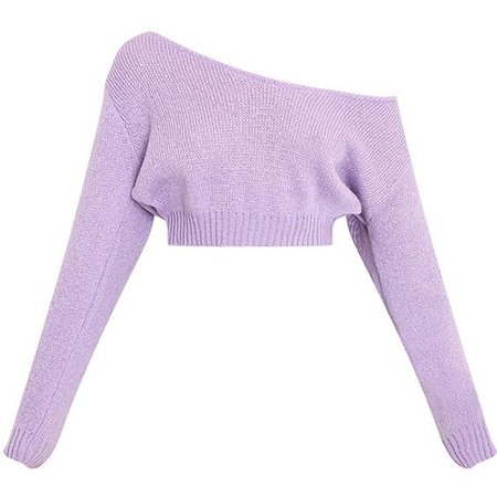 Lavender off the Shoulder Crop Top Sweater