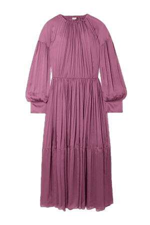 VINCE Tiered pleated silk midi dress