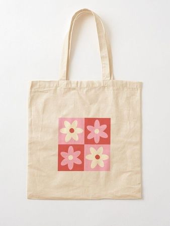 pink flowers canvas tote
