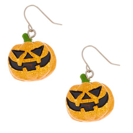 1" Glitter Pumpkin Drop Earrings | Claire's US
