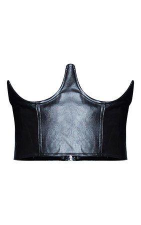Black Faux Leather Corset Detail Shirt Dress | PrettyLittleThing USA