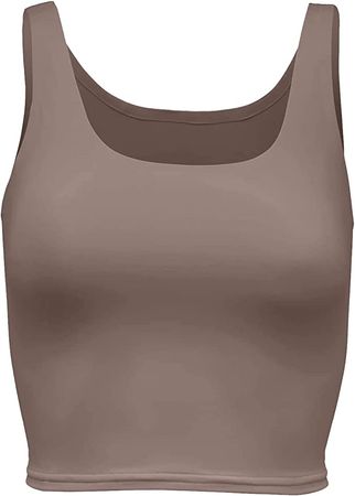 Women Square Neck Tank Tops Summer Sleeveless Basic Cami Top Double Lined Cropped Tank Yoga Crop Tops at Amazon Women’s Clothing store