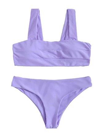 Square Neck Top With Hipster Cheeky Bikini