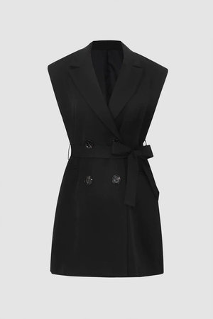 black sleeveless blazer dress