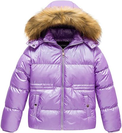 Amazon.com: CREATMO US Girl's Fur Jacket Winter Parka Water Resistant Windproof Warm Puffer Coat Orange 8: Clothing