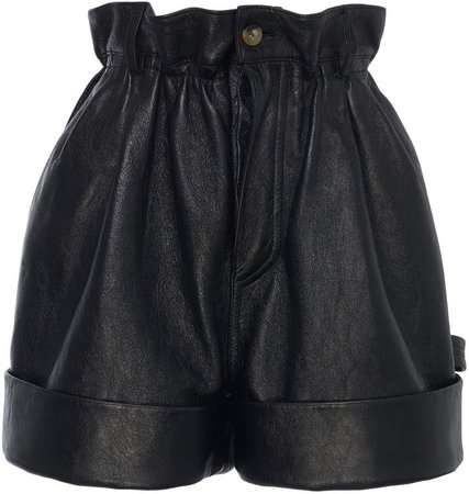 Pleated Leather Shorts Size: 36