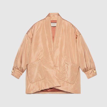 Beige Silk Bomber Jacket With Scarf | GUCCI® US