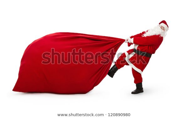Santa Claus Pulling Huge Bag Full Stock Photo (Edit Now) 120890980