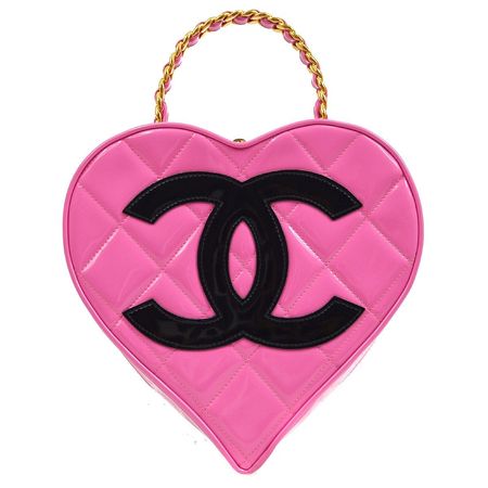 CHANEL 1995-1996 Pink Patent Leather Heart vanity bag – AMORE Vintage Tokyo
