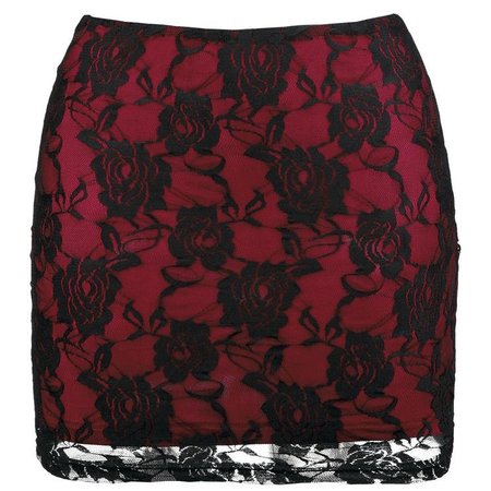 red lace mini skirt