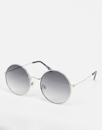 Jeepers Peepers round sunglasses in silver | ASOS