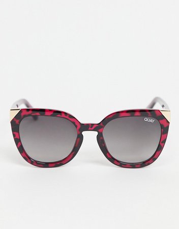 Quay Noosa Metal womens oversized cat eye sunglasses in pink tort | ASOS