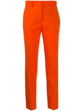 Msgm High-Rise Slim-Fit Trousers 2841MDP21207118 Orange | Farfetch