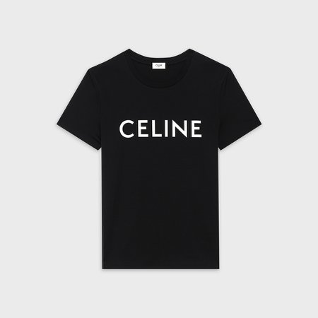 CELINE T-SHIRT IN COTTON - Black / white | CELINE