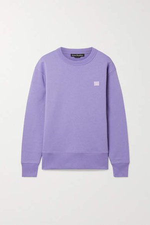 Fairview Face Appliqued Brushed Cotton-jersey Sweatshirt - Lilac